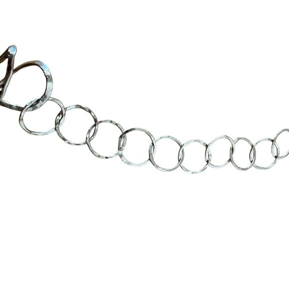 Handmade Modernist Dimensional Silver Circle Link Necklace - Picture 5 of 7